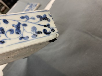 A Japanese blue and white Shoki-Imari rectangular box and cover, Edo